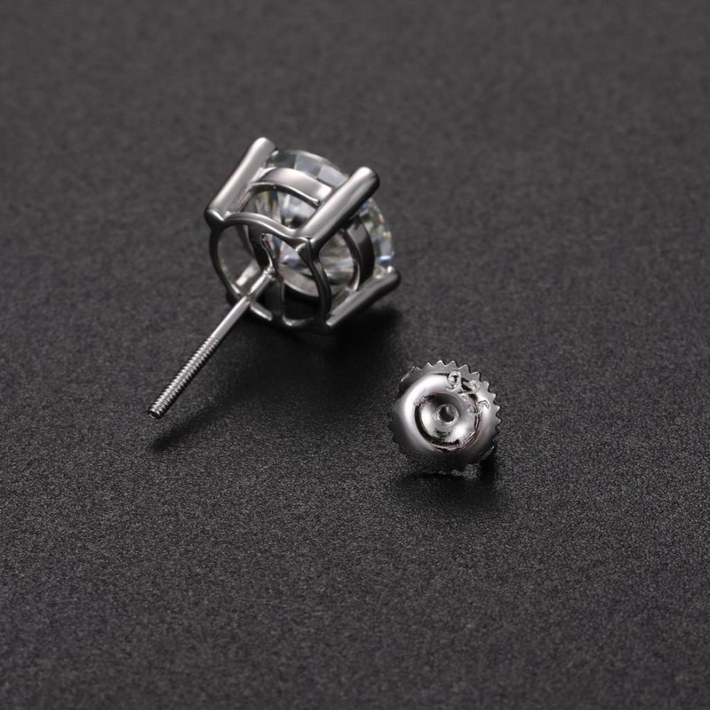 Certified 8ct. t.w. Moissanite Diamond Round Stud Earrings NEW A - Picture 7 of 13